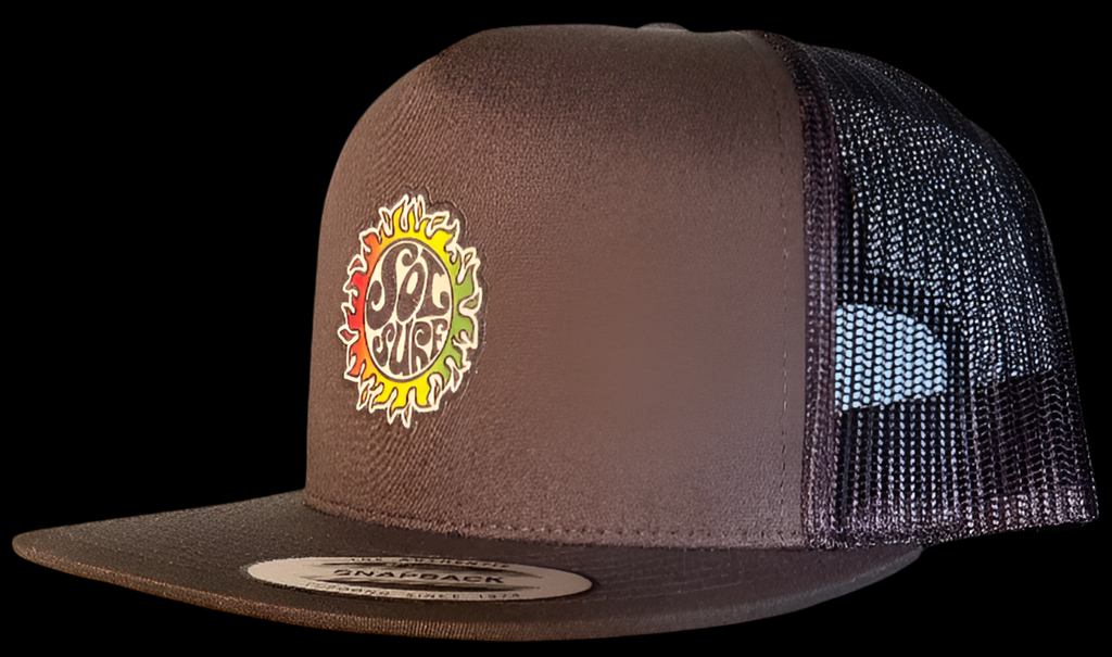 Sol Surf Five Panel Flat Bill Trucker Hat