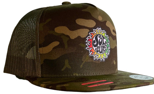 Sol Surf Five Panel Flat Bill Trucker Hat