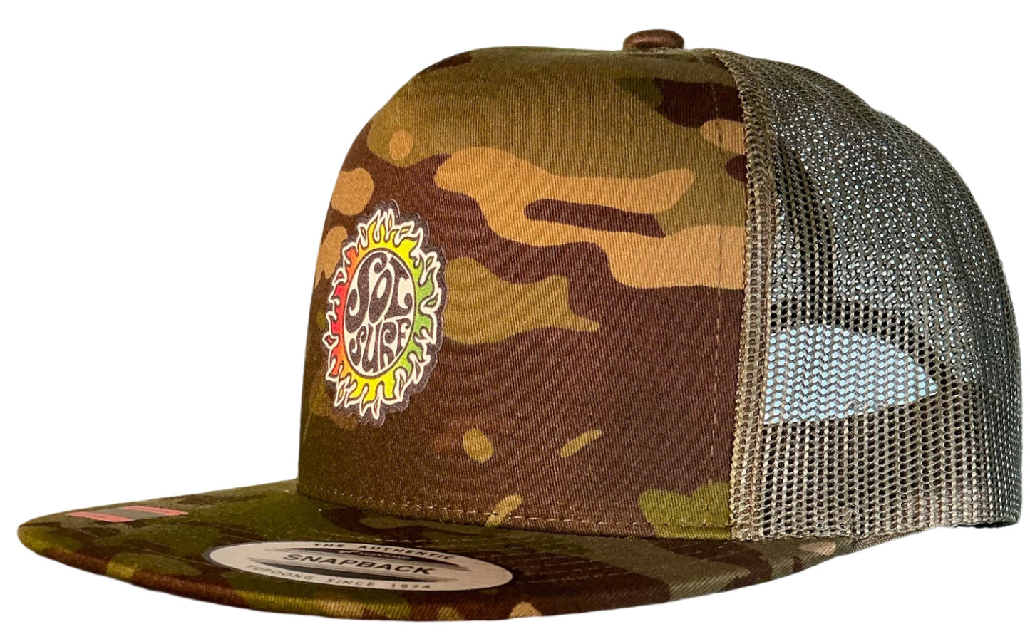 Sol Surf Five Panel Flat Bill Trucker Hat